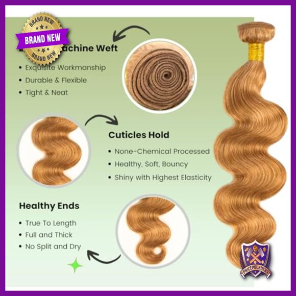 10 Inch Body Wave Human Hair Bundle, 100% Virgin Remy, Soft Thick Weave
